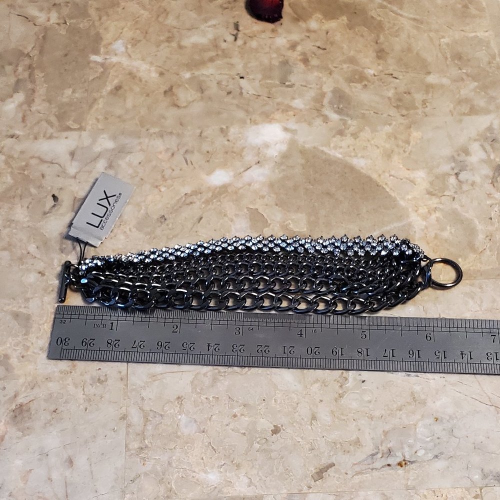 Multi-chain toggle bracelet by LUX ACCESSORIES